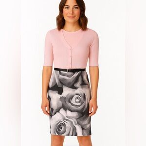 Worthington Black and White Floral Pencil Skirt Size 8